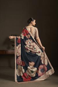 Sari prêt-à-porter et blouse cousue, sari indien en soie crêpe, imprimé floral, sari imprimé numériquement, design magnifique - Product Image 3