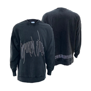 Wholesale OEM Custom Reverse Embroidery Winter <b>Lightweight</b> <b>Hoodie</b> Set Acid Wash Distressed Streetwear - Product Image 1