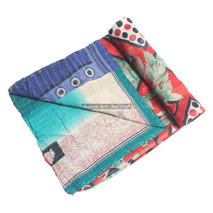 Couvre-lit Kantha vintage fait main indien, couvre-lit Kantha, ensemble de literie Kantha, jeté lourd indien réversible cousu à la main - Product Image 6