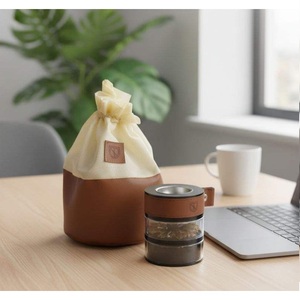 Ensemble brûleur de Bakhoor portable en gros avec étui en cuir, pot de rangement en verre et sac à cordon – Encensoir - Product Image 3