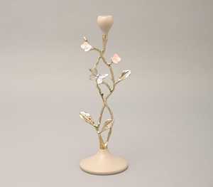 Élégant porte-bougie beige sable avec motif floral pour la décoration de mariage et de la maison - Product Image 4