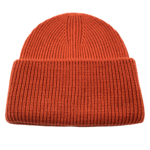 2026 Neues Design Senfgelbe Gerippte Strickmütze Unisex Erwachsene Lässige Winter-Warme 100% Acryl Mütze mit Umschlag im Unifarbenen Stil - Product Image 2