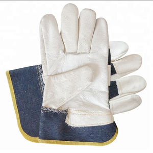 Rigger Cow Grain Leather Palm Heavy Duty Safety Work <b>Glove</b> with Denim Back Rubberized Cuff Heat Resistant & Waterproof - Product Image 6