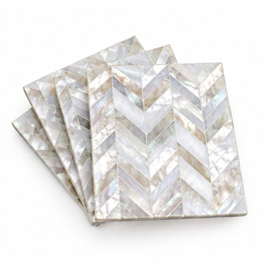 Ensemble de 6 sous-verres vintage en nacre avec support, mosaïque florale incrustée de coquillages, pour la vente en gros, décoration maison et hôtel - Product Image 5
