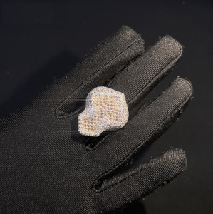 Luxury Two Tone Pave Diamond Statement <b>Ring</b> <b>Mens</b> Hip Hop Geometric Baguette Cluster Cocktail Jewelry - Product Image 2