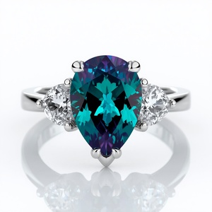 Lab Grown Diamond <b>Ring</b> <b>925</b> Sterling <b>Silver</b> <b>Ring</b> Moissanite Engagement <b>Ring</b> Fine Jewelry <b>Rings</b> 10K White Gold Alexandrite <b>Ring</b> - Product Image 2