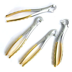 Forceps d'extraction dentaire en acier inoxydable, couleur argent et or, pour molaires inférieures et troisièmes molaires, modèle gauche - Product Image 2