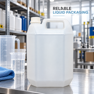 Bidon en PEHD naturel de 5 L avec bouchon à vis et insert |   Conteneur en plastique durable pour le stockage et l'emballage de produits chimiques liquides ménagers - Product Image 3