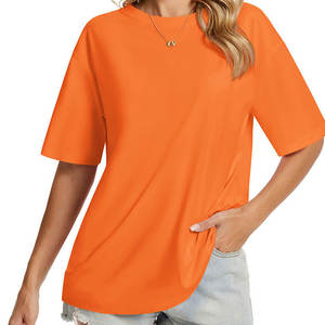 T-shirt décontracté personnalisé OEM pour femme, écologique, imprimé, 100 % coton, coupe ajustée, épaules tombantes, col rond confortable, mode estivale - Product Image 6