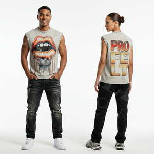 OEM ODM Customized <b>Logo</b> Design Sleeveless Crew Neck Summer Fashionable Trendy High Quality Relaxed Fitted Sleeveless T Shirts - Product Image 2