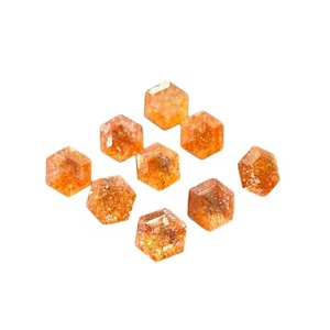Piedra Preciosa Hexagonal de 6x6 mm de Sunstone Natural Pulido Dorado de Feihuang Jewelry para Engastes de Anillos, Piedra Suelta, Fábrica China - Product Image 3
