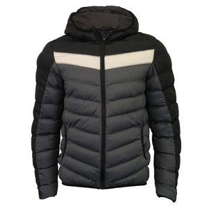 Veste matelassée à capuche pour homme, coupe slim, coupe-vent, polyester, color block, fermeture éclair, longueur standard, hiver, décontractée - Product Image 2