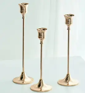 Juego de candelabros de Metal dorado para decoración cónica, candelabros de boda, colección de candelabros de latón, Idea de regalo antigua, curada con encanto