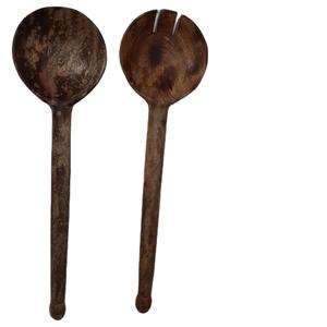 Couverts à salade en bois mangue faits à la main avec vernis brillant pour hôtel à faible coût ensembles de couverts à salade de taille et de forme personnalisées - Product Image 1