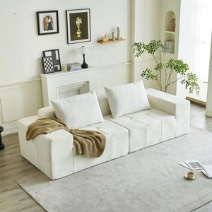 Modern Minimalist Style Imitation Schneier Grey <b>Sofa</b> with 2 <b>Pillows</b> for Living Room Apartment or Office - Product Image 1
