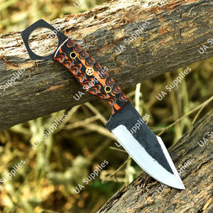 มีดสกินเนอร์เหล็กกล้าคาร์บอนสูง 1095 คมกริบ ตีขึ้นรูปด้วยมือ พร้อมรูสำหรับนิ้วมือ เหมาะสำหรับการล่าสัตว์ ตั้งแคมป์ พกพาประจำวัน  พร้อมปลอกมีดไม้ปักก้า ตัวเลือกที่ดีที่สุดสำหรับเป็นของขวัญ - Product Image 2