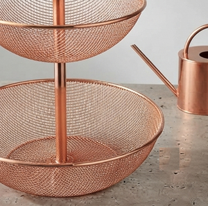 Panier de rangement en treillis de cuivre, moderne et empilable, pour cuisine, corbeille à fruits en métal pour l'organisation et le rangement - Product Image 2