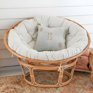 Fauteuil lounge Accent moderne, chaises pivotantes en rotin naturel artisanal, papasan, à vendre - Product Image 1