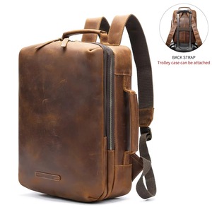 Slim <b>Waterproof</b> Leather Laptop <b>Backpack</b> Anti-Theft Vintage Rucksack Genuine Leather Travel Pack LBP-0419 - Product Image 4