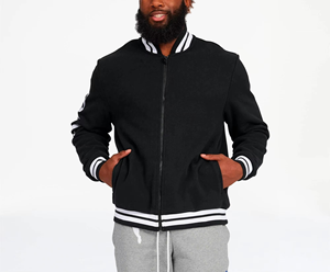 Veste bomber varsity de baseball sur mesure, broderie bleu clair, modèle OEM personnalisé, vente en gros d'usine pour hommes - Product Image 3