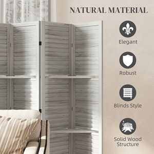 Separador de ambientes de madera blanca de 67 pulgadas de alto con 3 estantes plegables para dormitorio, 6 paneles, biombos separadores de ambientes - Product Image 6