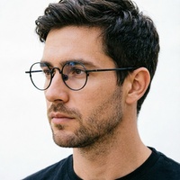 Gafas Ópticas Retro Modernas de Titanio Puro, Montura Completa Cuadrada Azul, Recubrimiento IP Bronce, Ultraligeras, para Hombre, para Lectura