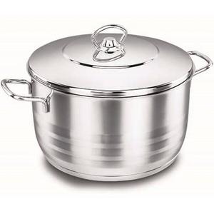 Casserole en acier inoxydable avec couvercle, ronde, durable, en métal poli, pour cuisinières à gaz et à induction - Product Image 1