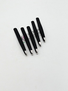 Pinzas de extensión de cejas con revestimiento de polvo negro profesional, alta calidad, punta de plata, acero inoxidable, Logo personalizado, herramientas de belleza - Product Image 4