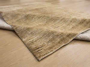 Tapis en mélange de soie noué à la main, directement de l'usine |   Tapis de luxe texturé doré pour intérieurs modernes sophistiqués - Product Image 5