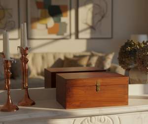 Boîte de rangement en bois artisanale avec plateau, loquet en laiton, style vintage, brun intense, grande, décorative, pour souvenirs, cadeau - Product Image 6