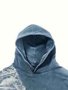 Sweat à capuche vintage premium épais délavé à l'acide pour homme, coupe oversize, streetwear, logo personnalisé, en molleton de coton, décontracté - Product Image 2