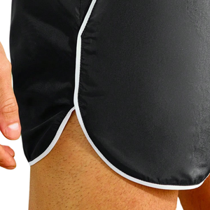 <b>Mens</b> Black Sporty Woven Mid Waist Lightweight Breathable Quick Dry Polyester Drawstring <b>Shorts</b> for Running Gym Beach Summer - Product Image 6
