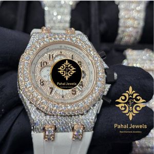 Montre chronographe à quartz pour homme Pahal Jewels Luxury, sertie de diamants, avec cristal saphir, bracelet en acier inoxydable, boîtier rond de 46 mm - Product Image 2