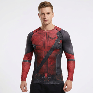 Red Black Full Sleeve <b>Compression</b> Rash Guard <b>Men's</b> Sublimation Printed MMA BJJ Fight <b>Shirt</b> Quick Dry Sports Top - Product Image 3