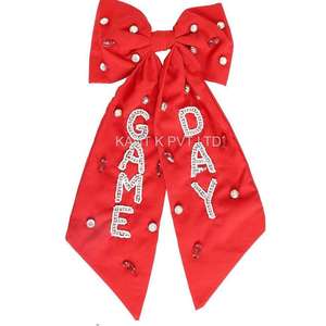 Nœud artisanal pour le jour du match avec perles, accessoire de cheveux pour supporter le football - Product Image 1