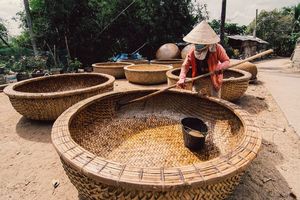 เรือไม้ไผ่สานแบบเวียดนาม งานฝีมือทำมือ รูปทรงกลม สำหรับตกแต่งรีสอร์ทริมชายหาด งานเทศกาลริมทะเล จัดแสดงงานปาร์ตี้กลางแจ้ง - Product Image 4