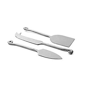 Ensemble de fromage plaqué argent avec fil tricoté poignée Design cuillère fourchette en acier inoxydable moderne trancheur et épandeur argenterie - Product Image 4