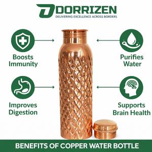 Botella de Agua de Cobre Puro de 34 oz, Hecha a Mano, Ecológica, Apta para Agua Hirviendo, Tapa Hermética, Ideal para Yoga, Gimnasio y Viajes - Product Image 6