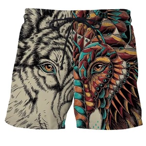 Pantalones Cortos de Playa para Hombre con Estampado de Lobo y Luna, de Secado Rápido, con Cordón Ajustable, Casuales, de Poliéster, Sublimación, Transferencia, Logotipo Personalizado - Product Image 4
