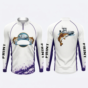 Maillot de pêche unisexe à manches longues, respirant, séchage rapide, UPF 50, en polyester, avec fermeture éclair, personnalisable, pour la pêche en bateau - Product Image 4