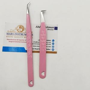 Pinzas para Extensiones de Pestañas de Acero Inoxidable Rosa Aislante con Corte en Forma de Corazón a 45 Grados - Product Image 2