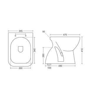 Inodoro suspendido de lujo moderno con forma de estela cuadrada, 475x345x410mm, cerámica sanitaria, para uso comercial en baños. - Product Image 4
