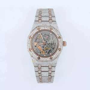 Reloj Automático Personalizado con Moissanita VVS, Unisex, 40 mm, Mecánico, Esqueleto, de Lujo, Alta Calidad, Rectangular, de Acero Inoxidable, Analógico, con Cristal - Product Image 3