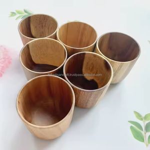 Juego de vasos de madera hechos a mano hechos de madera natural Rústico Ecológico Vasos Perfecto para café Té Agua o jugo Ideal - Product Image 2