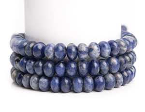 ลูกปัดโซดาไลต์สีน้ำเงินธรรมชาติทรงรอนเดลล์ สำหรับทำเครื่องประดับ สร้อยข้อมือ สร้อยคอ งานฝีมือ DIY - Product Image 6