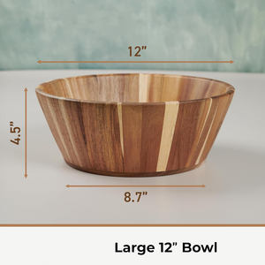 Bol à fruits en bois d'acacia massif pour table à manger comptoir de cuisine décoratif en bois, décor à la maison moderne plateau de centre de table - Product Image 3