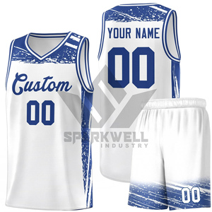Conjunto de camiseta de baloncesto personalizada, nombre del equipo, número, estampado sublimado, cuello en V, sin mangas, 100% poliéster, malla, unisex, para adultos - Product Image 3