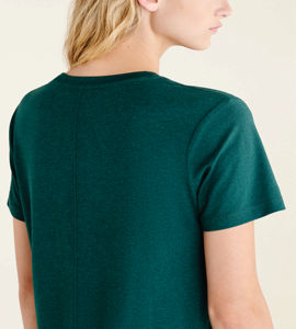 Camiseta de Manga Corta con Cuello Redondo Verde para Mujer, 100% Algodón Jersey, Corte Regular, Color Sólido Informal, para Primavera y Verano - Product Image 5