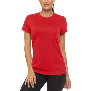 Womens <b>Red</b> Athletic T Shirt Breathable Lightweight Fitness Workout Activewear <b>Top</b> - Product Image 6