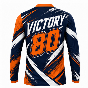 Maillot de motocross personnalisé orange marine à manches longues, chemise de course MX Dirt Bike, vêtements de moto tout-terrain sublimés - Product Image 3
